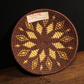 Vintage African Native Tribal Coil Weave Woven Bowl Zulu Basket Plate Gumbochuma