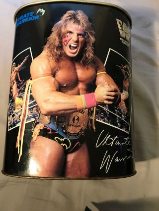 Vintage 1991 WWF ultimate warrior HULK HOGAN METAL trash can RARE wrestling 90 ' s 2