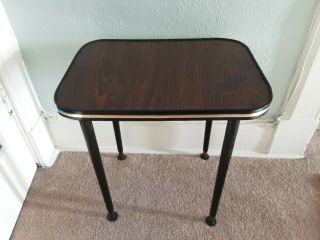 Vintage Retro Fomica Wood Effect Top Small Coffee Table Dansette Legs