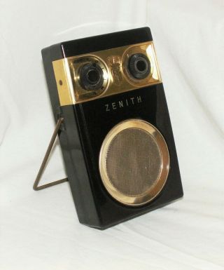 Vintage 1957 Zenith Royal 500 B Owl - Eye Transistor Radio Black 133867