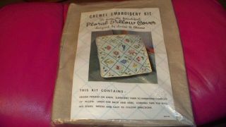 Vtg Elsa Williams Embroidery Kit Klc152 - Floral Pillow Cover By Louise Chrimes