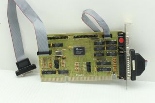 Vintage Isa Floppy Drive Controller Card Pt - 604 W/ Attachments