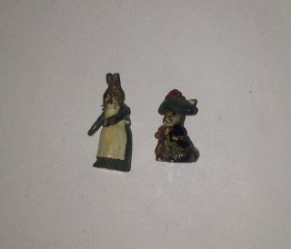 Miniature Cold Painted Vienna Bronze Mrs Rabbit And Benjamin Bunny Antique