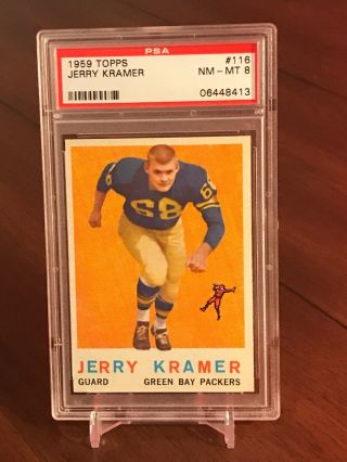 1959 Topps Football Jerry Kramer Rookie Rc 116 Psa 8 Nm - Mt