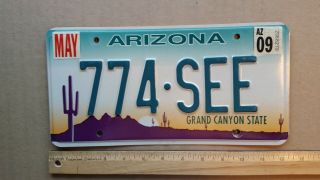 License Plate,  Arizona,  Sunset,  Saguaro,  744 - See