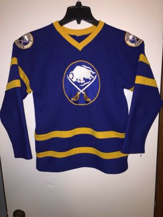 Vintage 70s Buffalo Sabres Youth Sewn Jersey Size Boys L/xl Polyester 80s Bills