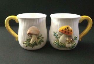 Vintage Sears & Roebuck Merry Mushroom Coffee Tea Mug Cup Japan Set Of 2