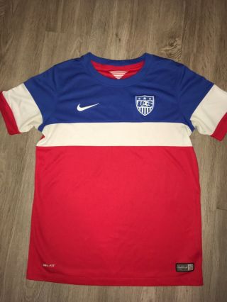 Nike Usa Soccer Jersey 2014 Red Blue White Youth Boys Large 12 14