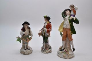 3 No.  Antique / Vintage Sitzendorf Porcelain Figures / Figuriines