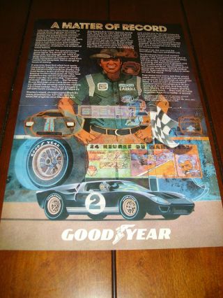 1966 Carrol Shelby Ford Gt 40 Race Car - 1978 2 Page Ad - Goodyear