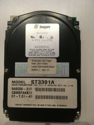 Vintage Retro Seagate St3391a 341mb 3.  5 " Ide Pata Hdd Hard Disk Drive