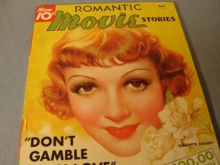 Vintage 1936 Romantic Movie Stories Claudette Colbert Cover By Zoe Mozert