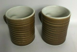 Set Of 2 Vintage Hall Mug Coffee Cup Brown Ribbed Style 2648 Restaurant