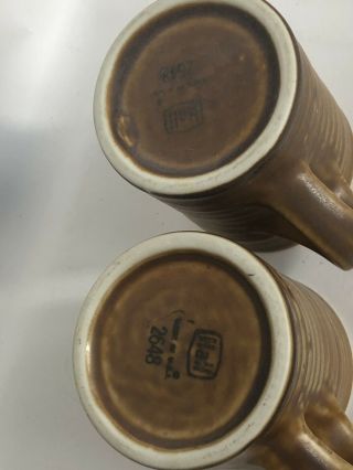 Set Of 2 Vintage Hall mug coffee cup brown ribbed style 2648 restaurant 3
