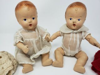2 SWEET Antique Composition Dolls Twins Baby set Boy Girl in Diapers Layette 9 