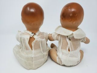 2 SWEET Antique Composition Dolls Twins Baby set Boy Girl in Diapers Layette 9 