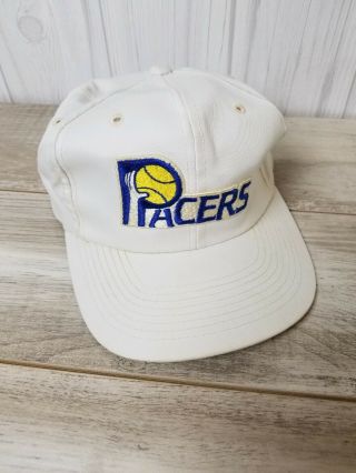 Vintage Nba White Indiana Pacers Snapback Hat Embroidered / Patch