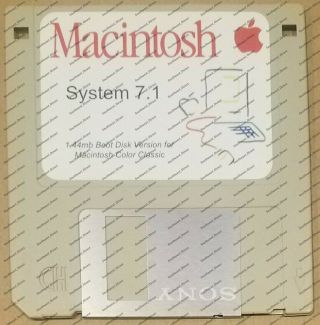 Vintage Macintosh System Boot Disk (1.  4mb) Color Classic Mac Os Version 7.  1