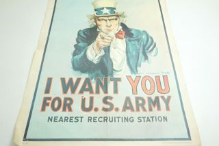 Vintage Ww1 I Want You Uncle Sam Recruiting Poster 22 " X 28 " Reprint 1975 Us Gov
