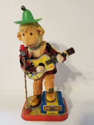 Vintage Alps Tin Battery Operated Rock “n” Roll Monkey 1950s Japan