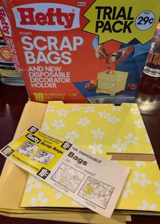 Vintage Hefty Scrap Bags And Cardboard Holder Box Opened Includes 5 Bags