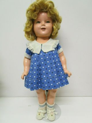 Vintage 18 " Ideal Composition Shirley Temple Doll W/ Tagged Dress