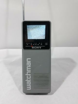 Vintage 1986 Sony Watchman FD - 10A B&W Handheld TV VHF/UHF & 2