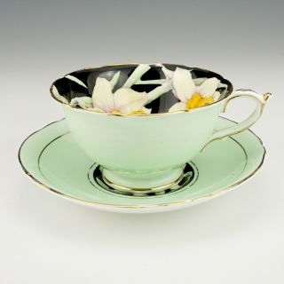 Vintage Paragon China - Daffodil Painted Chintz Cabinet Cup & Saucer - Art Deco 3