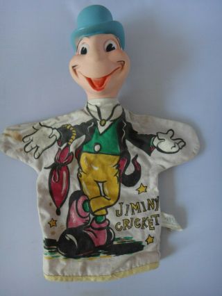 Vintage Gund Disney Jiminy Cricket Hand Puppet - Rubber Head Body Outline 1960s