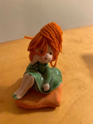 Vintage National Potteries Co.  (NAPCO) girl figurine With yarn Hair Japan K4 F 2