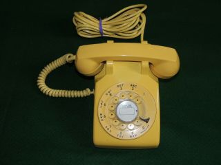 Vintage Rotary Desk Telephone In " Yellow  Western Electric Model 500