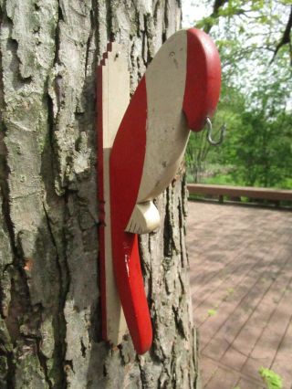 Vintage Folk Art Parrot Plant Hanger / Red & White