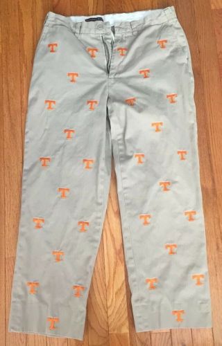 Vintage Tennessee Volunteers ‘t’ Logo Khaki Stadium Pants - Size 32” Waist