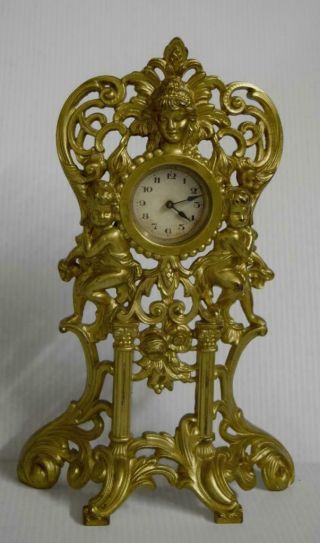Antique Barbedienne Style French Gilt Bronze Ormolu Clock All