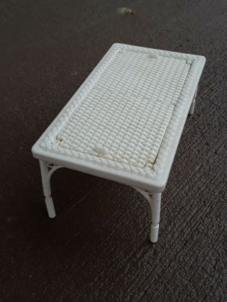 Vintage 1983 Barbie White Wicker Living Room Patio Furniture Coffee Table Only