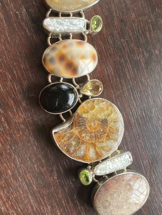Vintage Silver Bracelet With Stones/shells (80 