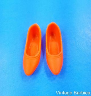 Barbie / Francie Doll Flat Orange Pointed Heels / Shoes Htf Vintage 1960 