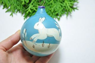 Rare Hand Painted Ball Vintage Russian Ussr Glass Christmas Ornament Decoration