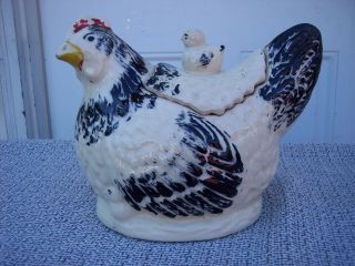 Vintage Farm Hen And Chicks Cookie Jar Morton Pottery