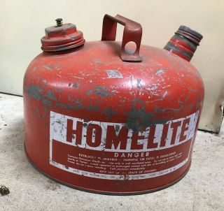 Vintage Homelite/textron 2 Us Gallon Metal Gas Can Fuel Lawn Mower Chainsaw