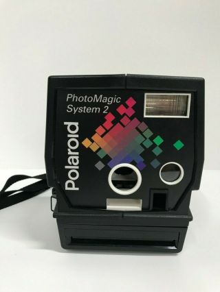Vtg Polaroid Instant Photo Magic System 2 Camera W/ Case Button Cutter Strap
