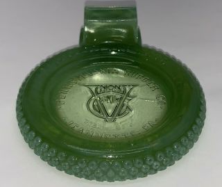 Vintage Pennsylvania Rubber Co.  Green & Blue Art Glass Tire Advertising Ashtray
