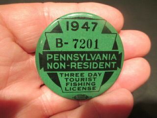 1947 Pennsylvania Non Resident 3 Day Tourist Fishing License