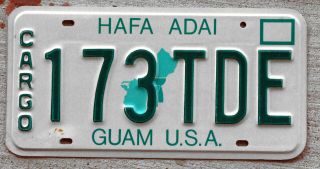 1986 Green On White Guam Cargo License Plate