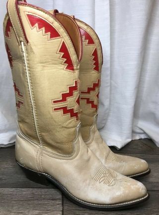 Vintage Laredo Cowboy Boots Tribal Southwest Size 8 1/2 Distressed Boho Rad