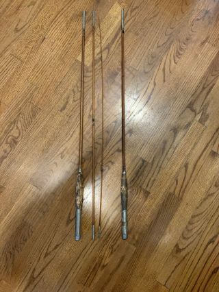 Vintage Skilton’s Bamboo Fly Rod “three Spot” Plus Extra Section Approx.  8’4”