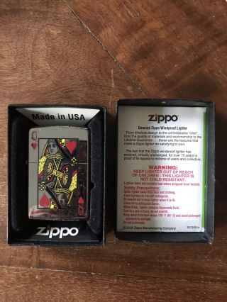 Rare Playing Card Queen Of Hearts Zippo W/ Guarantee Great Gift Idea