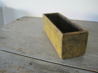 Vintage Primitive Mustard Paint Wood Box with SCREWS written on each end AAFA 2