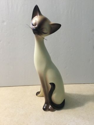 Vintage Mid Century Norcrest A - 877 Ceramic Siamese Cat Figure W/ Whiskers & Tag