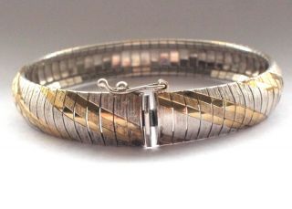 Stunning Antique 925 Sterling Silver Gold Plated Thick Vintage Retro Bangle 24g